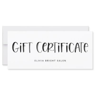 Hand Lettered Font Black White | Gift Certificate