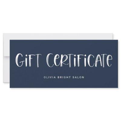 Hand Lettered Font Navy Blue | Gift Certificate