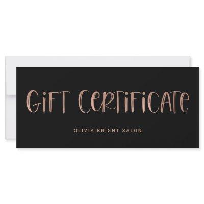Hand Lettered Font Rose Gold | Gift Certificate