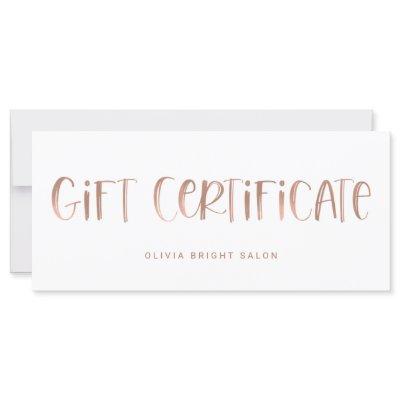 Hand Lettered Font Rose Gold | Gift Certificate