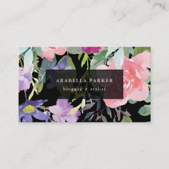 Hand Painted Floral | Trendy Watercolor on Black