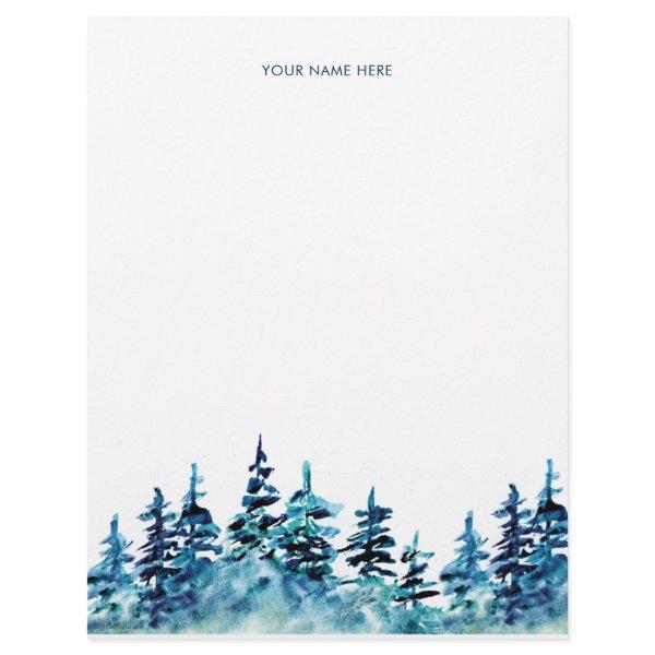 Hand-Painted Pine Tree Forest Letterhead