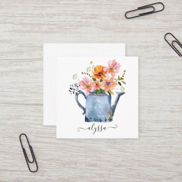 Hand-Painted Watercolor Floral Square