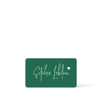 Hand Sketched Name on Hunter Green with Heart