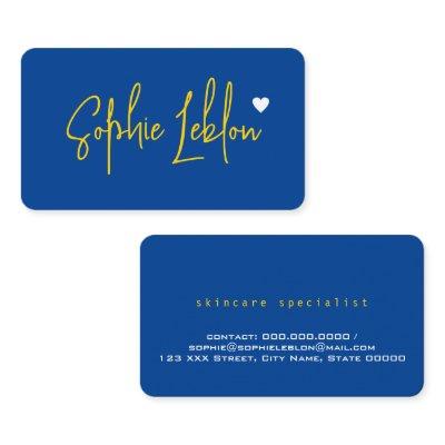 Hand Sketched Yellow Name on Blue with Heart