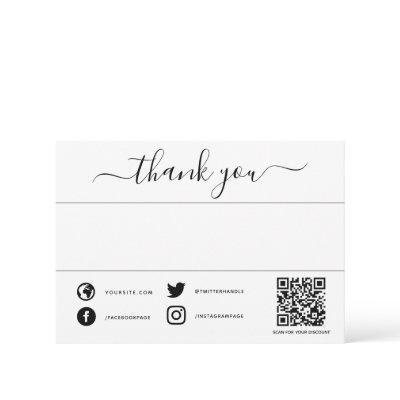 Hand written social qr code thank you insert card