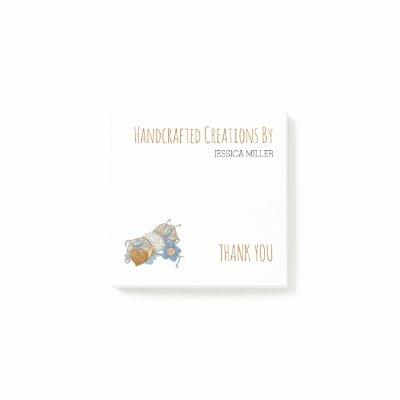 Handcrafted Creations Yarn Sewing Craft Thank You Post-it Notes