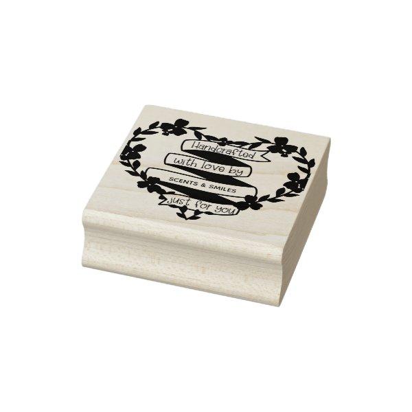 Handcrafted with Love by .. Heart Shape Rubber Stamp