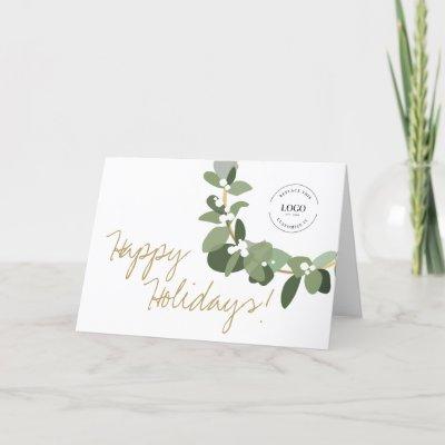 Handlettering Happy Holidays Logo Modern Wreath  Holiday Card