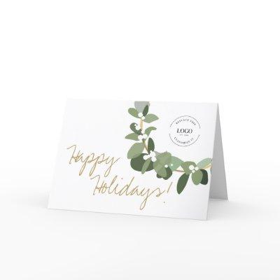 Handlettering Happy Holidays Logo Modern Wreath  Holiday Card