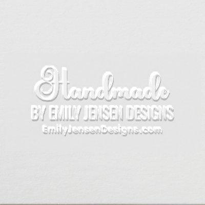 “Handmade” by Business Name Website URL Embosser