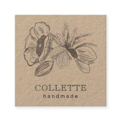Handmade Flower Logo Kraft Square
