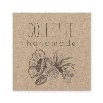 Handmade Flower Logo Kraft Square Business Square