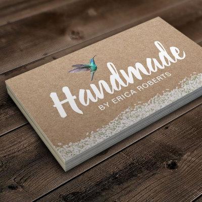 Handmade Gift Rustic Kraft Hummingbird Floral