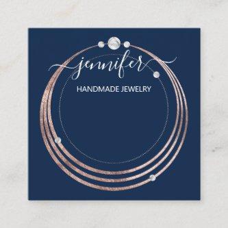 Handmade Jewelry Custom Logo Rose Gold Blue Navy Square