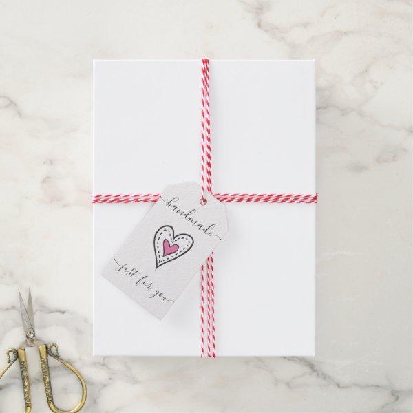Handmade Just for You - Doodled Heart White Gift Gift Tags