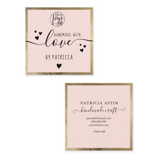 Handmade love typography gold blush pink logo square