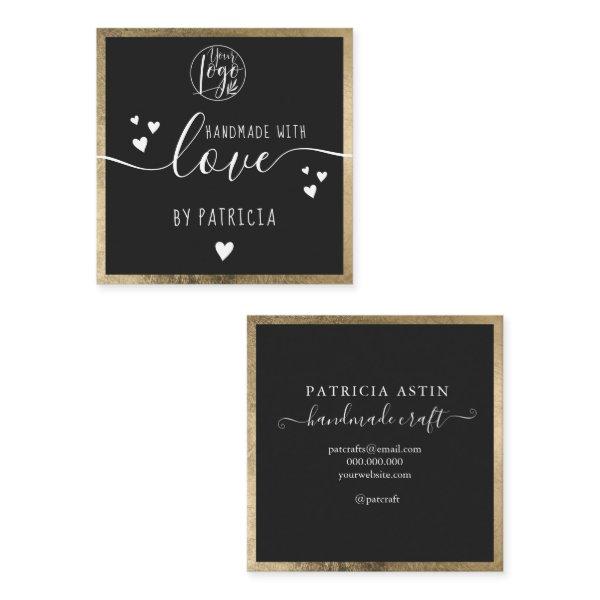 Handmade love typography modern gold black logo square