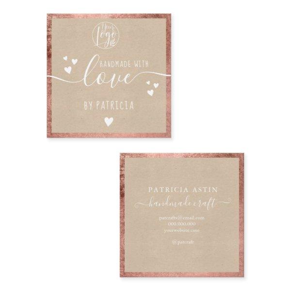 Handmade love typography rose gold kraft logo square