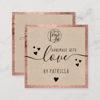 Handmade love typography rose gold kraft square