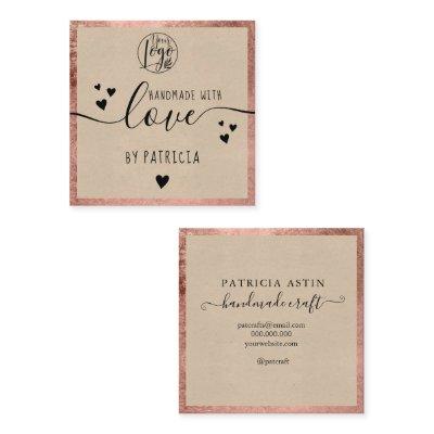 Handmade love typography rose gold kraft square