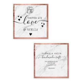 Handmade love typography rose gold marble logo square