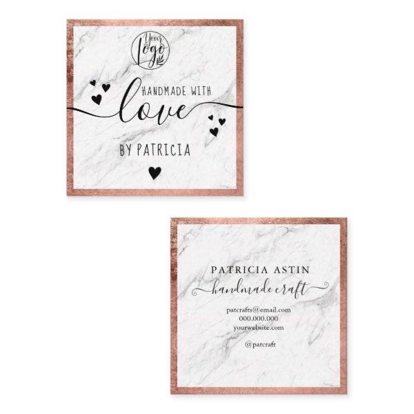Handmade love typography rose gold marble logo square