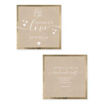 Handmade love typography rustic gold kraft logo square