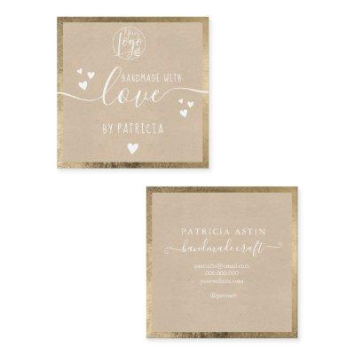 Handmade love typography rustic gold kraft logo square