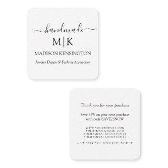 Handmade Monogram or Add Logo Business Insert Card