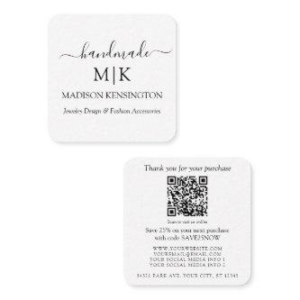 Handmade Monogram or Add Logo QR Business Square