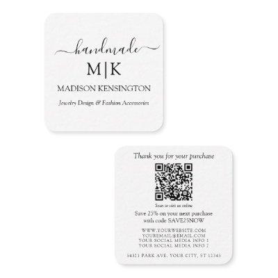 Handmade Monogram or Add Logo QR Business Square