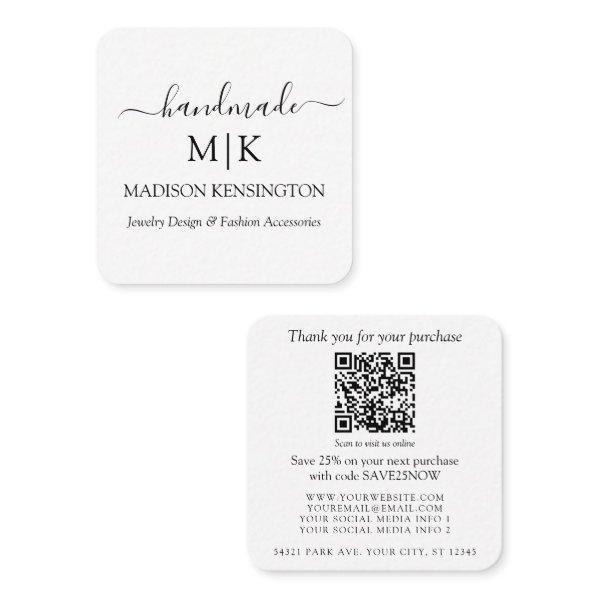 Handmade Monogram or Add Logo QR Business Square