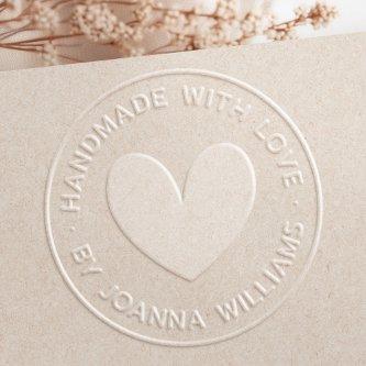 Handmade with love by custom name modern minimal embosser