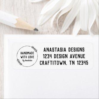 Handmade with Love Doodle Wreath Craft Business Label