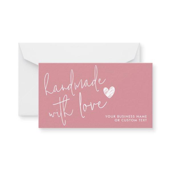Handmade with Love Dusty Pink Heart Candle Care Note Card