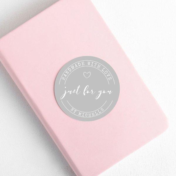 Handmade With Love Grey Personalized Sticker