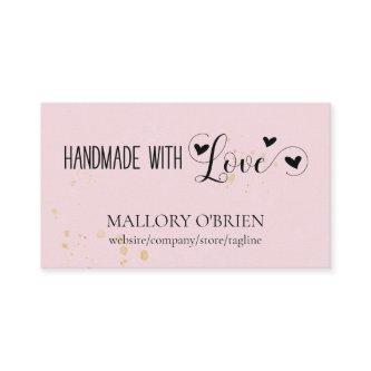 Handmade with Love Heart Calligraphy Pink and Gold