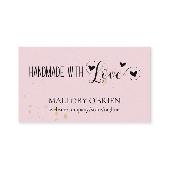 Handmade with Love Heart Calligraphy Pink and Gold