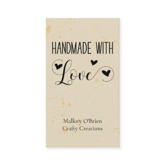 Handmade with Love Heart Calligraphy Wheat Gold
