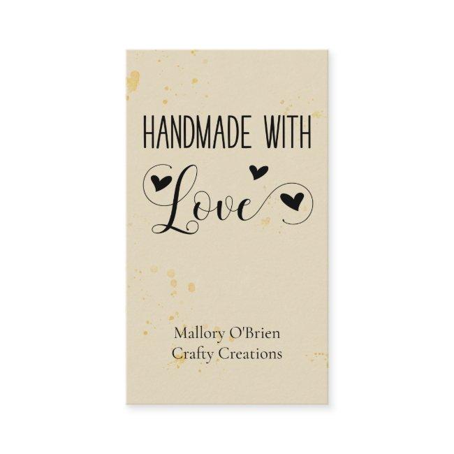 Handmade with Love Heart Calligraphy Wheat Gold