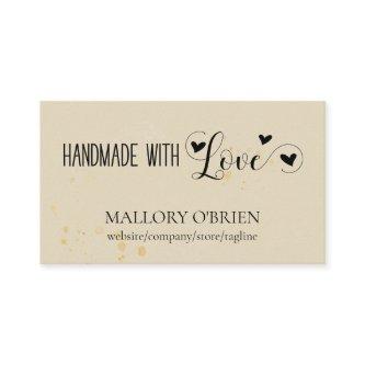 Handmade with Love Heart Calligraphy Wheat & Gold