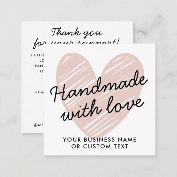 Handmade with Love Heart Thank You Candle Care Enclosure Card
