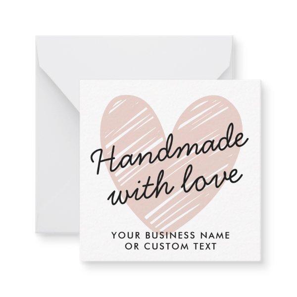 Handmade with Love Heart Thank You Candle Care Note Card