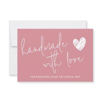 Handmade with Love Pink Thank You Candle Care Note Card