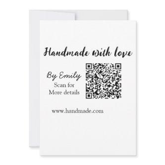 Handmade with love Q R code small business website Invitation