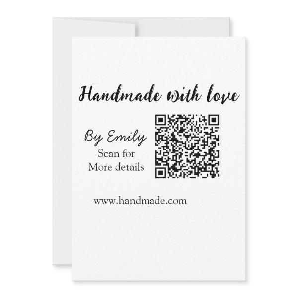 Handmade with love Q R code small business website Invitation