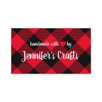 Handmade with Love Red and Black Buffalo Plaid