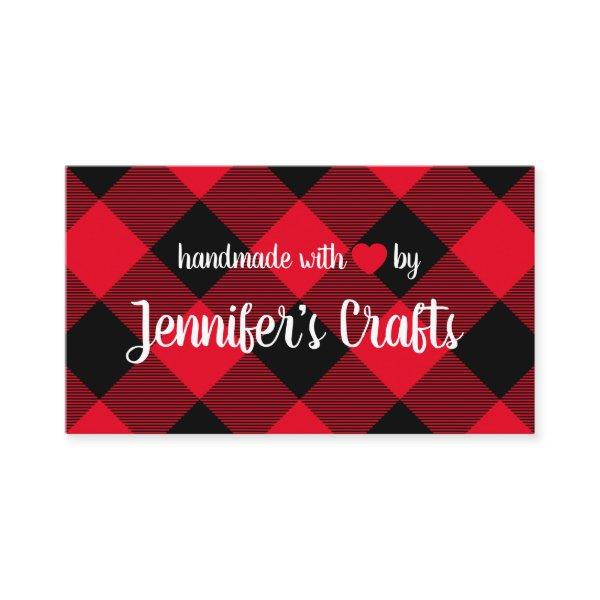 Handmade with Love Red and Black Buffalo Plaid