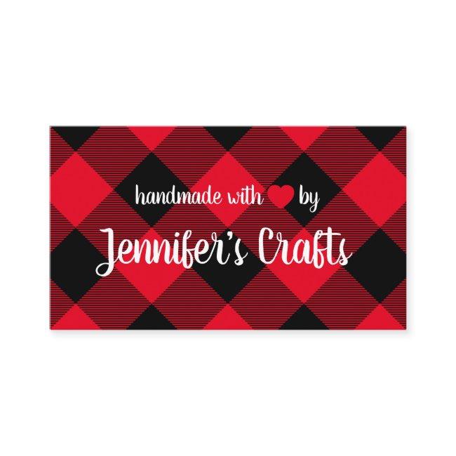 Handmade with Love Red and Black Buffalo Plaid